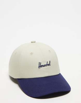 Herschel Supply Co Herschel Co Supply Exclusive Sylas cap in beige and navy colour block-Neutral