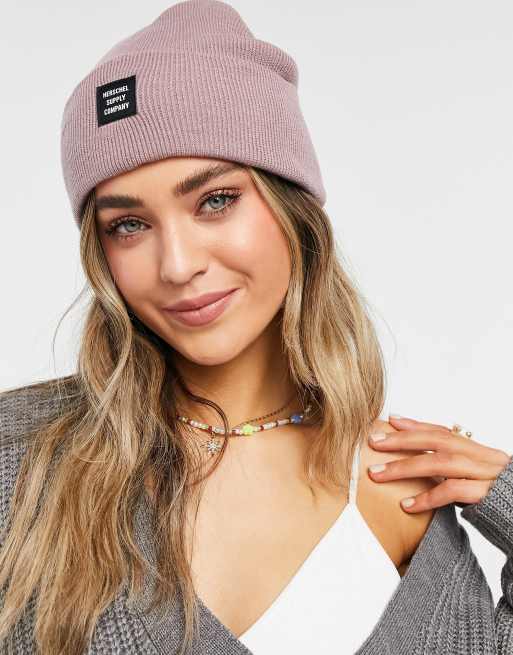 Herschel Supply Co - Abbott - Berretto con logo nero, colore rosa cenere