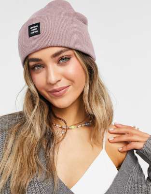 Herschel Supply Co Herschel Supply Co Abbott black logo beanie in ash rose-Pink