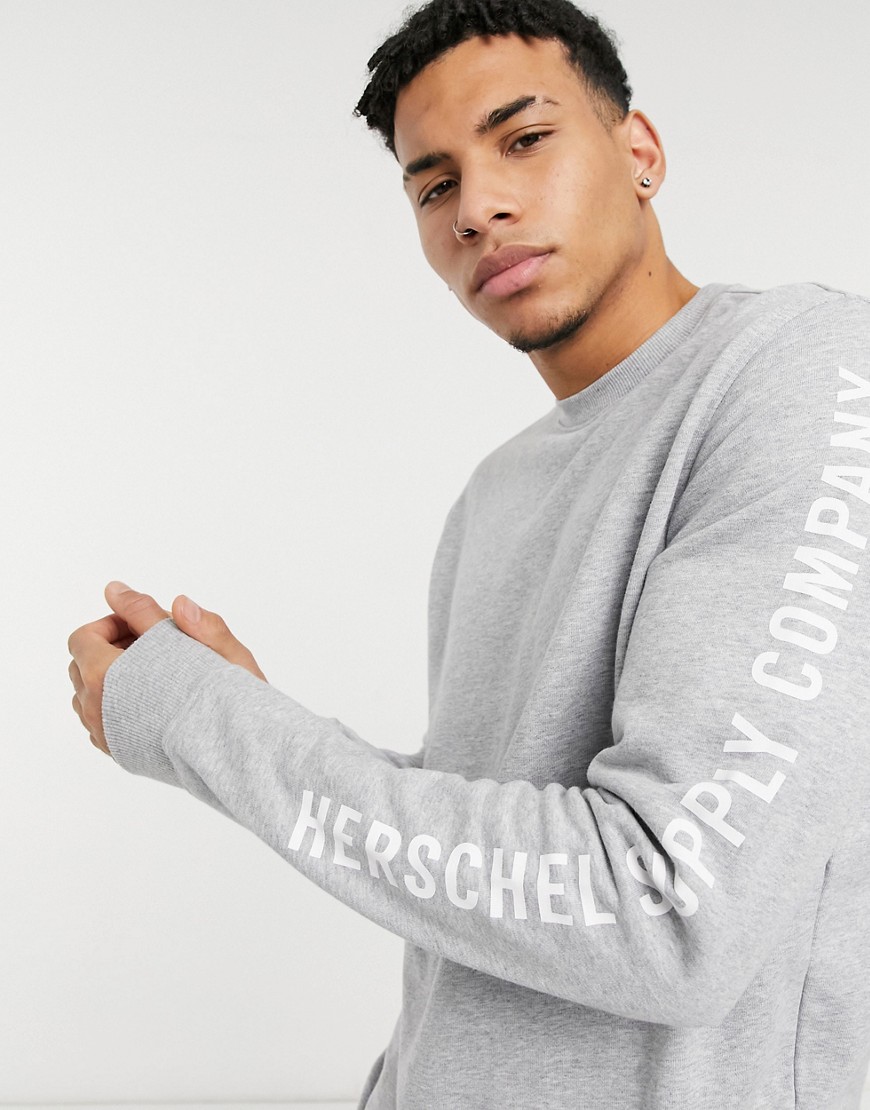 Herschel Supply Co arm print crew neck sweatshirt-Grey