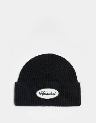 Herschel Supply Co Herschel Supply Co badge logo beanie in black