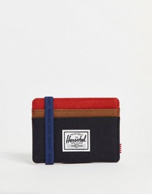 Herschel Supply Co Charlie cardholder in black, red and tan