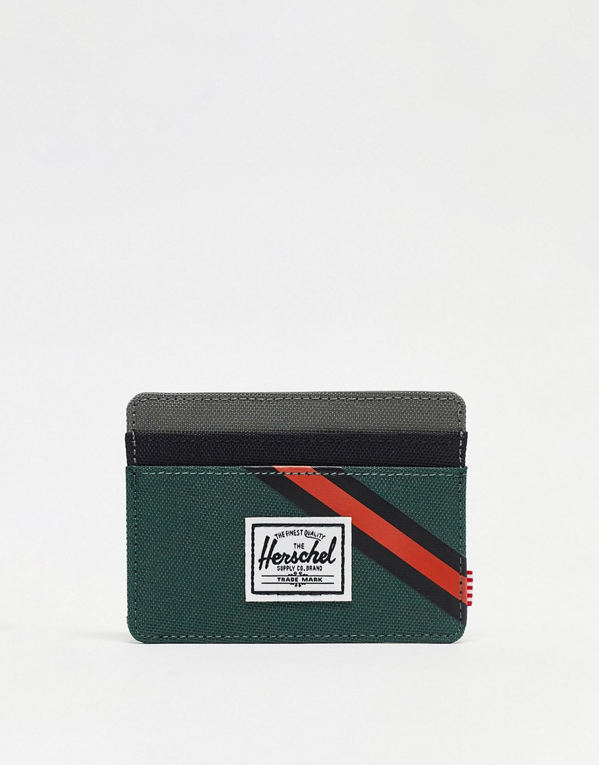 herschel supply co. - charlie - portacarte con tecnologia rfid verde scuro-nero