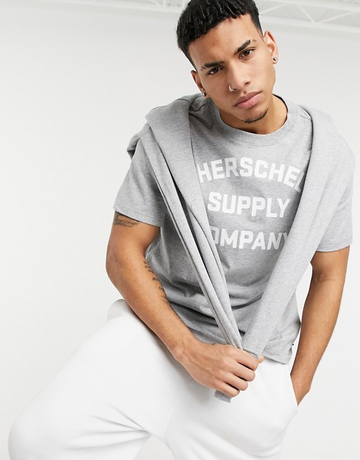 Herschel Supply Co crew neck logo t-shirt in grey