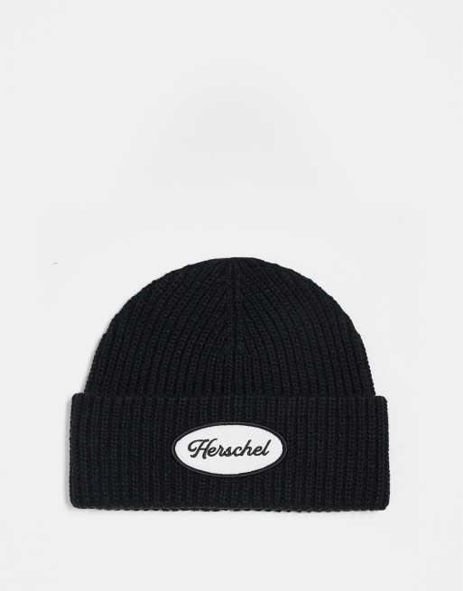 Herschel Supply Co – Czarna czapka beanie z naszywką z logo