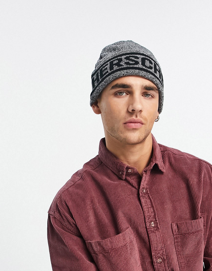 Herschel Supply Co Elmer Beanie With Logo In Black And Gray