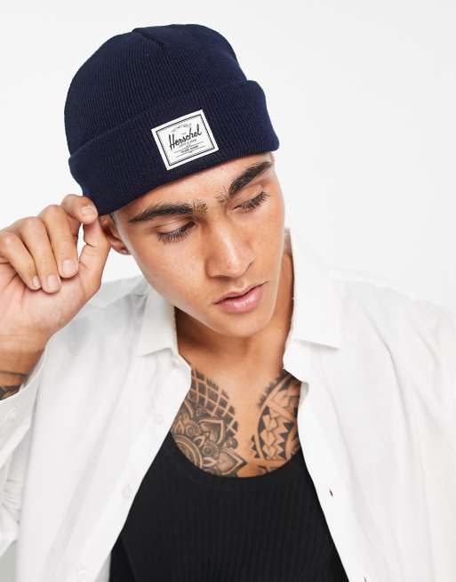 Herschel Supply Co Elmer shallow fit beanie in peacoat navy ASOS