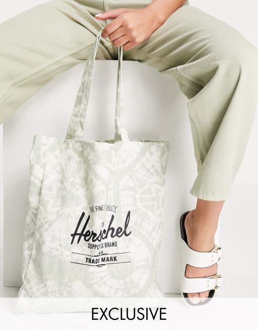 Herschel Supply Co exclusive logo tote bag in green tie dye