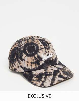 Herschel Supply Co Exclusive Sylas baseball cap in bleach tie dye-Black