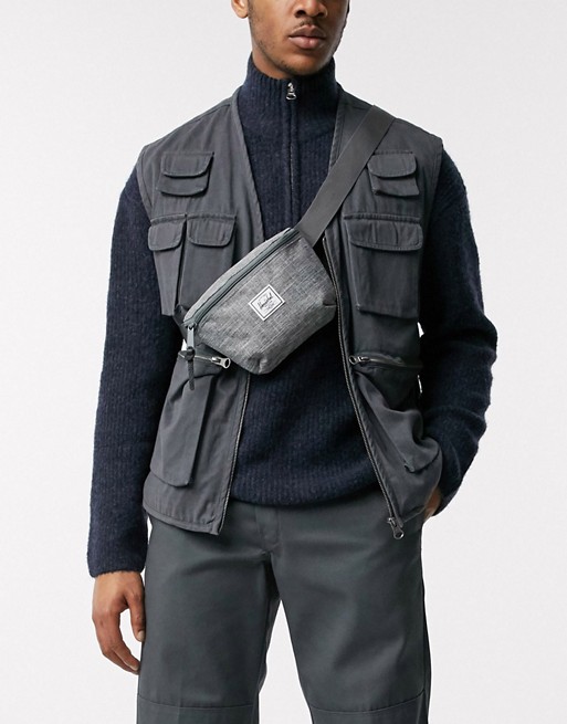 Herschel Supply Co Fourteen bum bag in crosshatch grey