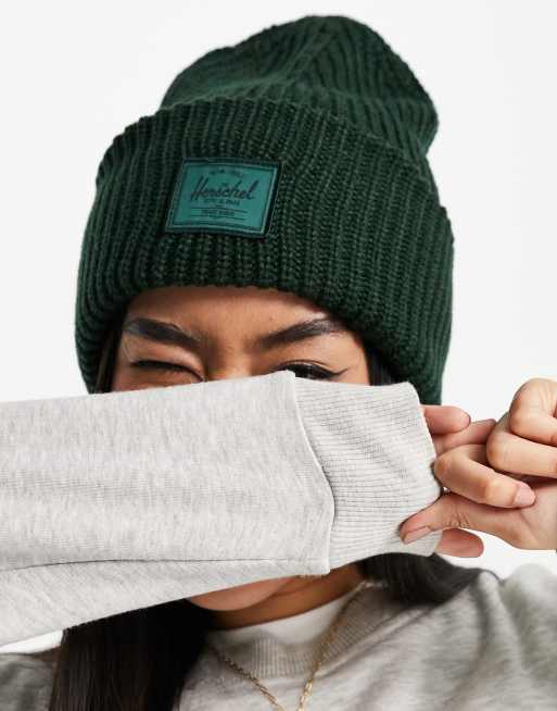 Herschel Supply Juneau chunky rib knit beanie in dark green ASOS