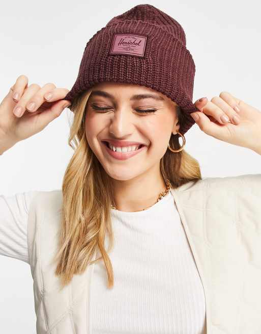 Herschel Supply Co – Juneau – Kasztanowa czapka beanie z grubo prążkowanej dzianiny