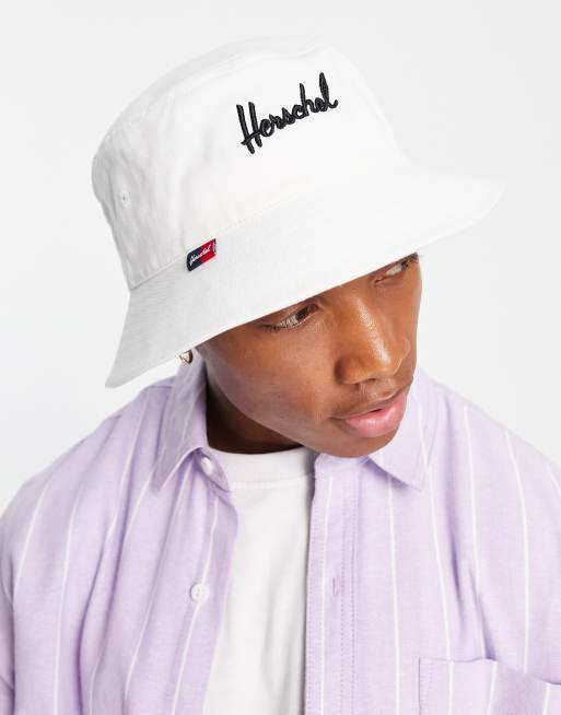 Herschel Supply Co – Norman – Biały kapelusz typu bucket z napisem 