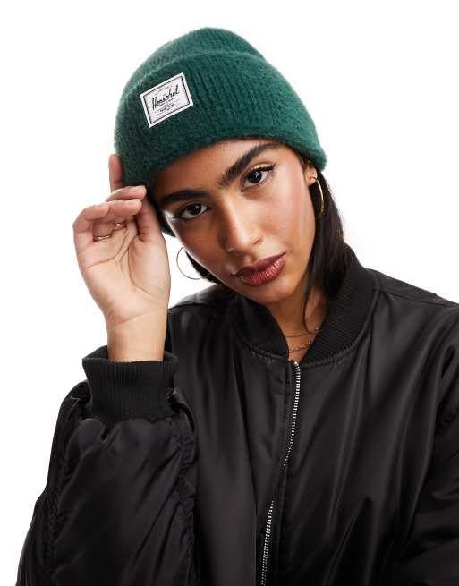 Herschel Supply Co – Polson – Zielona czapka beanie ze sztucznego futerka