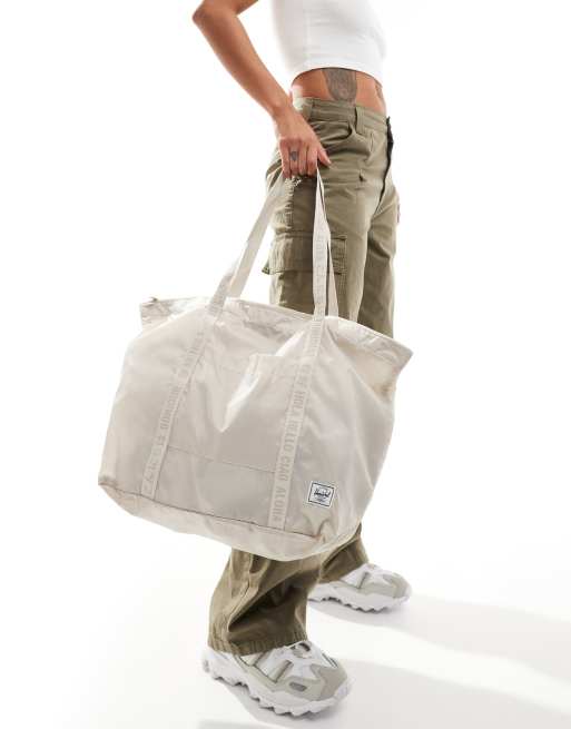 Le Pliage Tres tote bag Herschel Supply Co Portland packable tote in off white ClassicfuncenterShops