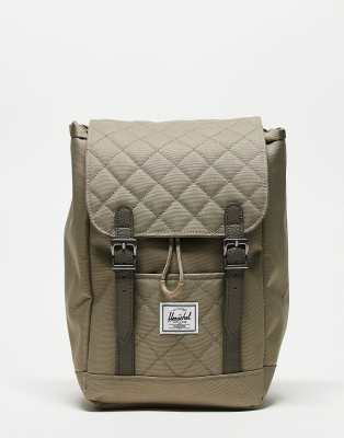 Herschel Supply Co Herschel Supply Co quilted retreat mini backpack in Olive Green-Neutral