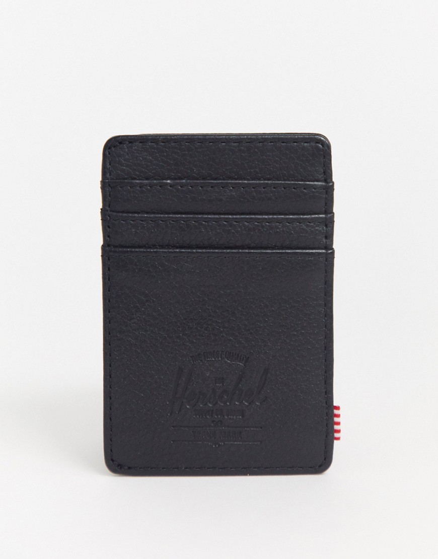 Herschel Supply Co Raven leather RFID card holder in black