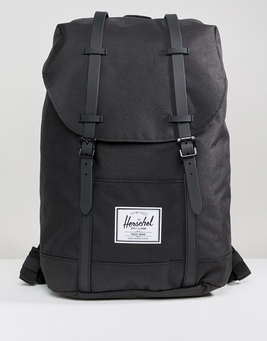 Herschel Supply Co Retreat backpack in black with rubberised straps