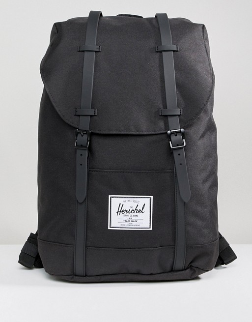 Herschel Supply Co Retreat backpack in black with rubberised straps | ASOS