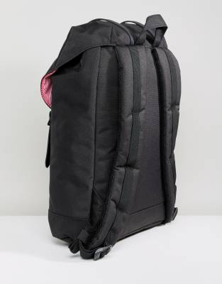 herschel supply co retreat backpack in black with rubberised straps