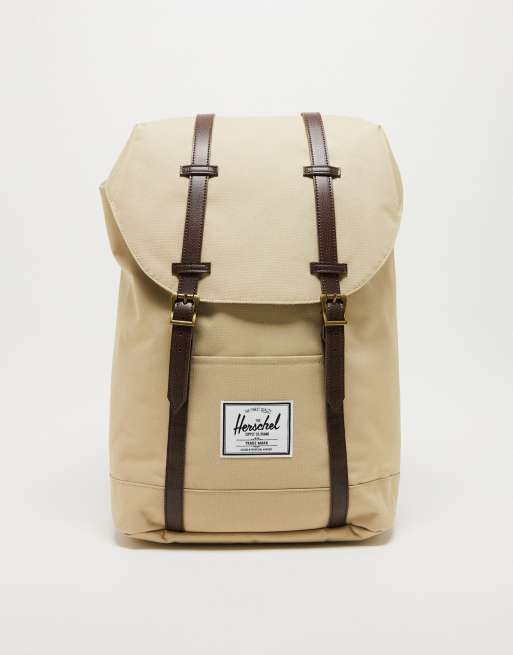 Herschel Supply Co Retreat backpack in off white with tan straps ASOS