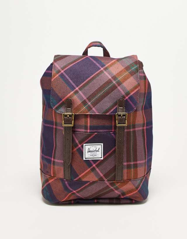 Herschel Supply Co. Retreat mini backpack in pink & purple tartan check - PINK