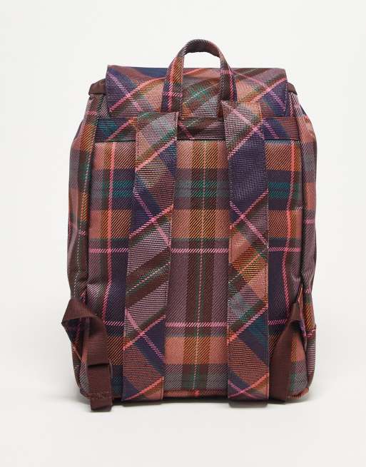 Herschel Supply Co. Retreat Mini Backpack Pink Purple Tartan Plaid Check Herschel Supply Co. Retreat mini backpack in pink & purple  main image 3