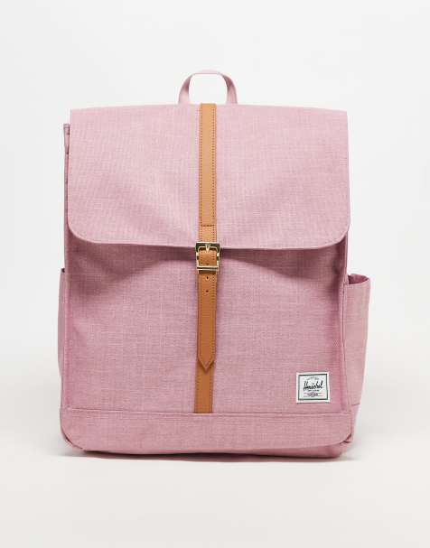Herschel Supply Co – Różowy plecak miejski z brązowym paskiem - view 1