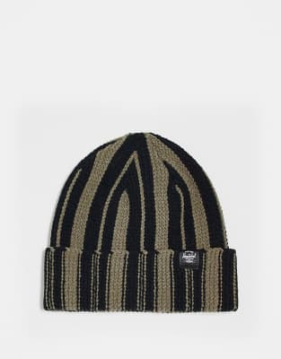 Herschel Supply Co stripe beanie in black