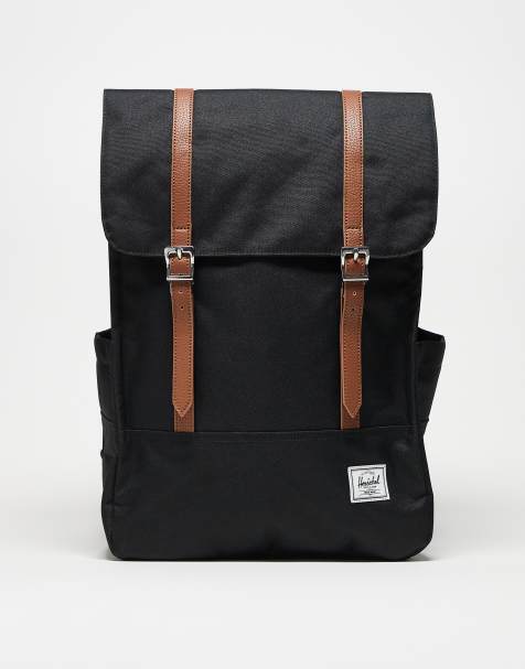 Herschel Supply Co survey backpack in black with contrast tan straps - view 1