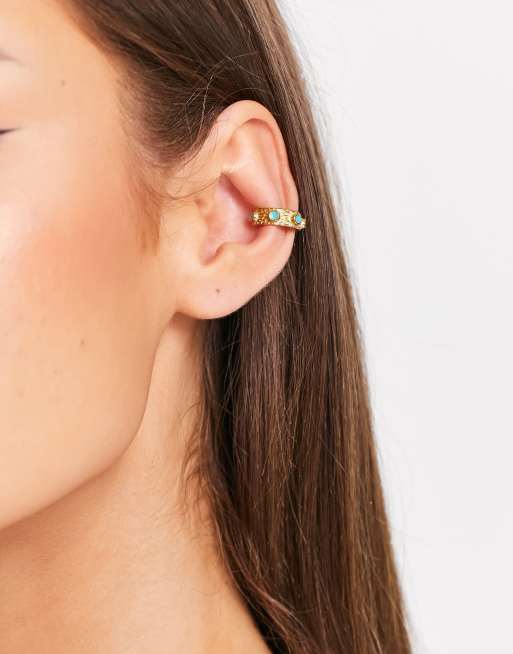 Hey Harper - Allira - Orecchino ear cuff in acciaio inossidabile resistente all'acqua con pietre blu , 2 di 4