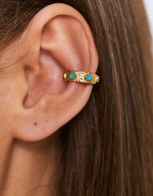 Hey Harper - Allira - Orecchino ear cuff in acciaio inossidabile resistente all'acqua con pietre blu , 4 di 4