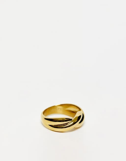 havik handelaar geschenk Hey Harper Donna waterproof stainless steel chunky ring in gold | ASOS