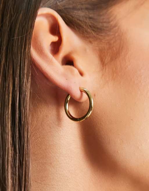 Hey Harper waterproof stainless steel medium hoop earrings in gold , 2 of 4