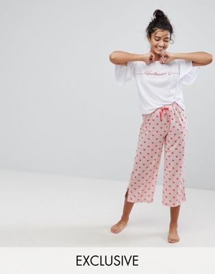 Hey Peachy - Heartbreaker - Pyjamas med långa byxor och utsvängda ärmar-Rosa
