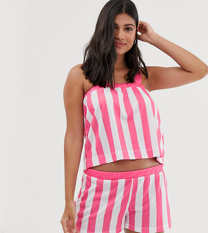 Hey Peachy – Rosarandigt pyjamasset med linne