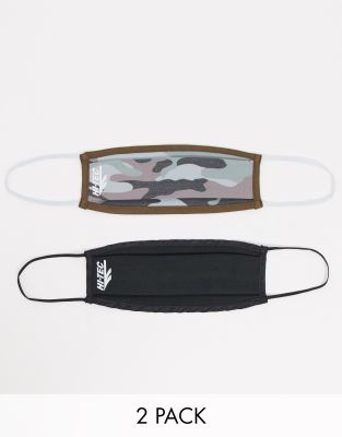 Hi-Tec Hi-Tec 2 Pack face covering in camo/black