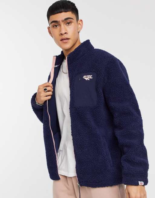 Hi-Tec - Fleecejack in marineblauw met contrasterende roze rits