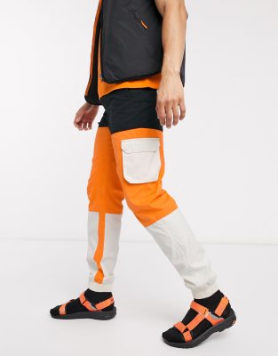 black and orange cargo pants