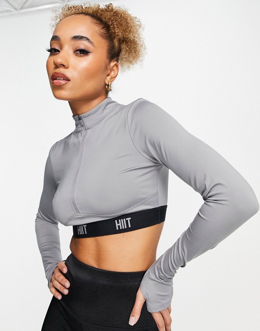 Hiit 1/4 Zip Top With Branded Tape-silver