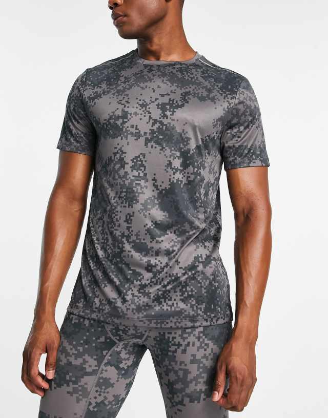 HIIT - all over print training t-shirt in grey