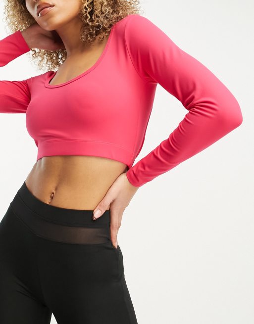 HIIT asymmetric long sleeve top in pink