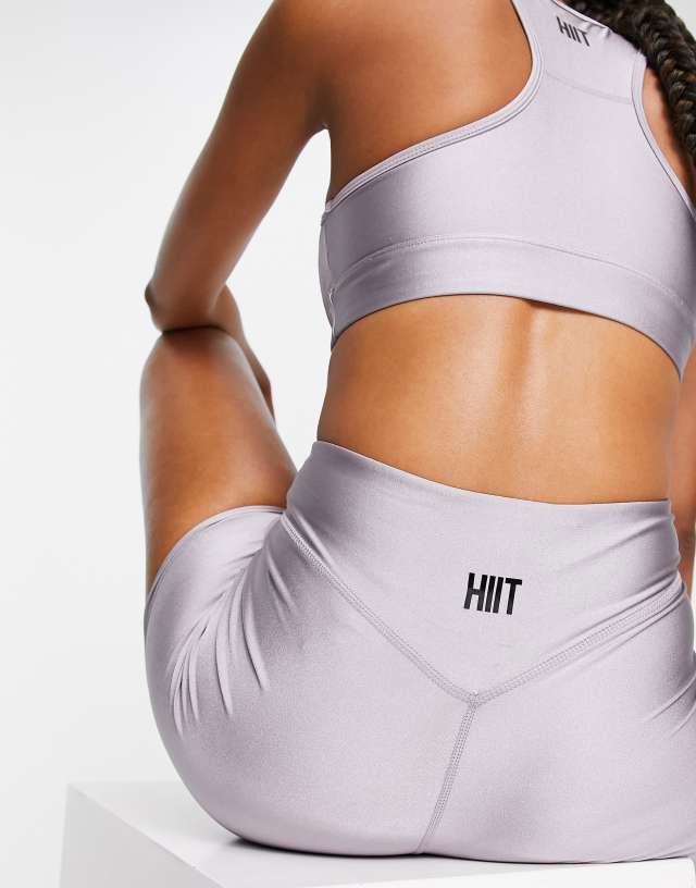 HIIT booty short in gloss finish in metallic lilac