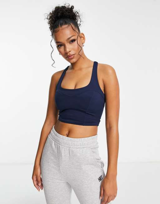 HIIT ruched sports bra in blue