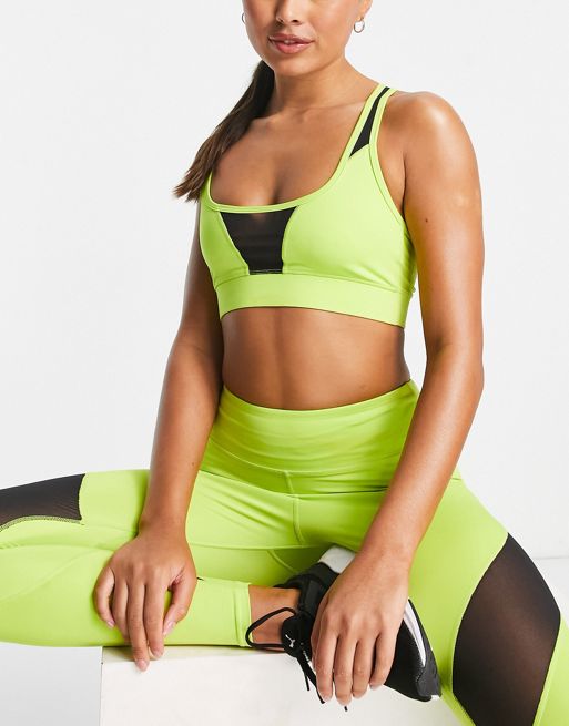 HIIT bralette with mesh cut outs in acid