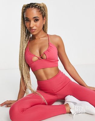 HIIT bralet with ruch detail in pink