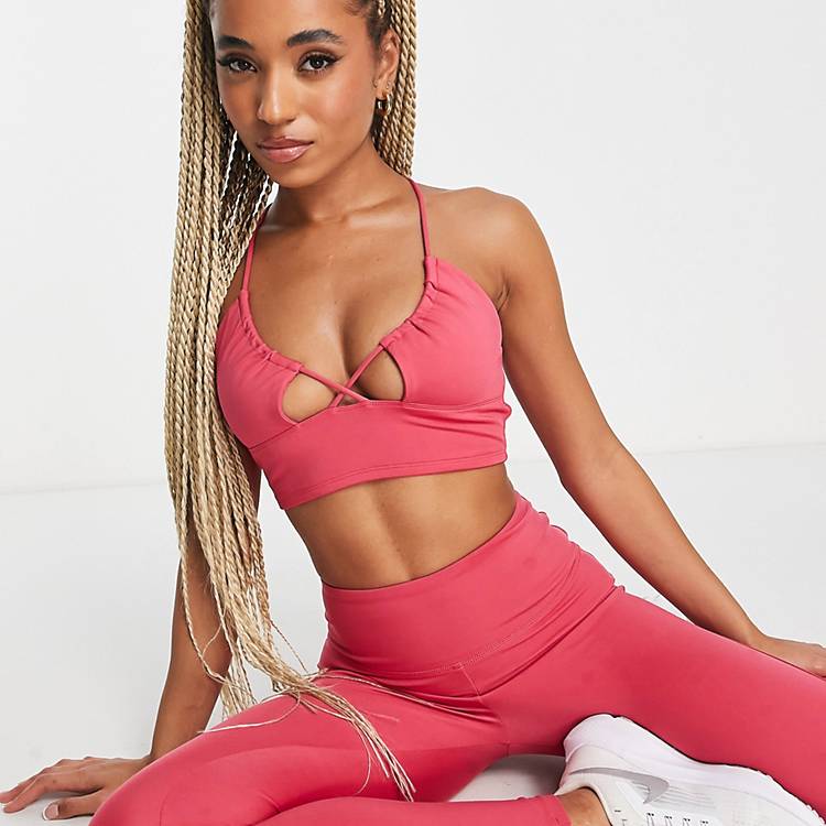 HIIT bralette with ruche detail in pink