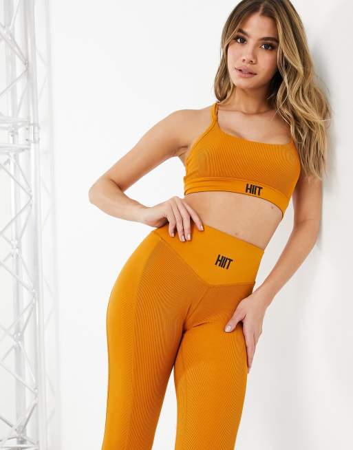 HIIT - Brassière a coste senza cuciture color oro
