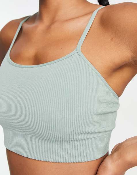 HIIT - Brassière minimal a coste senza cuciture color foglia di ninfea - view 1