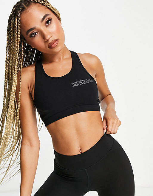 HIIT contrast panel bralet in black and grey